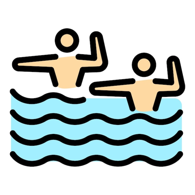 Schwimmteams-symbol umriss schwimmteam-vektor-symbon für webdesign isoliert auf weißem hintergrundfarbenflach