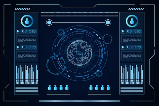 Sci-Fi futuristische Benutzeroberfläche HUD Technologie abstrakter Hintergrund Vektorillustration