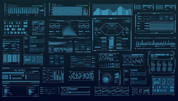 Scifi digitale Schnittstellenelemente HUD für Game UI UX KIT Futuristischer Rahmenbildschirm für die Benutzeroberfläche