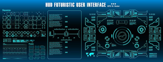 Scifi futuristisches hud blaues Dashboard zeigt Virtual-Reality-Technologie-Bildschirm an