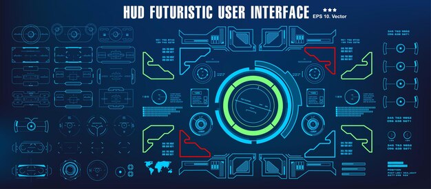 Scifi futuristisches Hud-Dashboard-Display Virtual-Reality-Technologie-Bildschirm HUD futuristische blaue Benutzeroberfläche