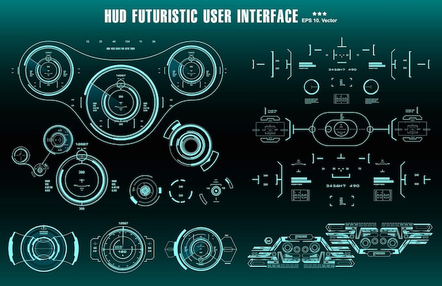 Scifi futuristisches Hud-Dashboard grüner Bildschirm mit Virtual-Reality-Technologie