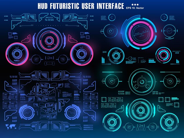 Scifi futuristisches hud-dashboard zeigt virtual-reality-technologie-bildschirmziel an