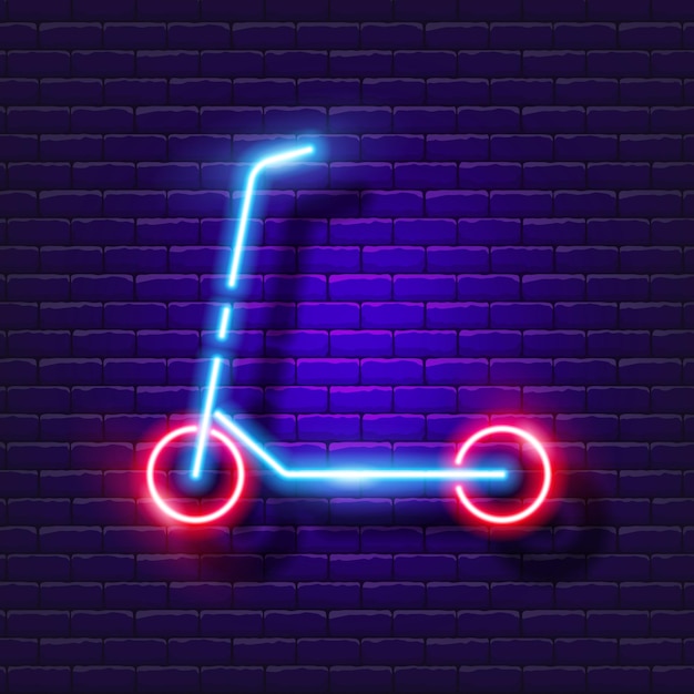 Scooter Leuchtreklame Elektroroller leuchtendes Symbol Stadtverkehrskonzept