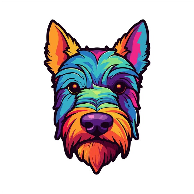 Scottish terrier hunderasse farbenfroher cartoon kawaii charakter tier haustier isolierter aufkleber