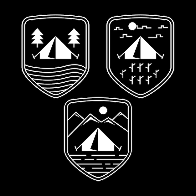 Vektor scout boy abenteuer oder bergsteigen club camp einfach badge oder emblem