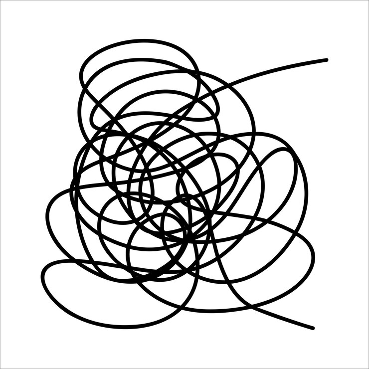 Vektor scribble chaotische dünne linien doodle chaotische dunne linien locken wirbel wirbel blüht chaotische linien