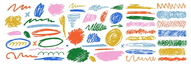 Scribble Holzkohle Strecken Vektor-Set mit Bleistift oder Pastell Textur