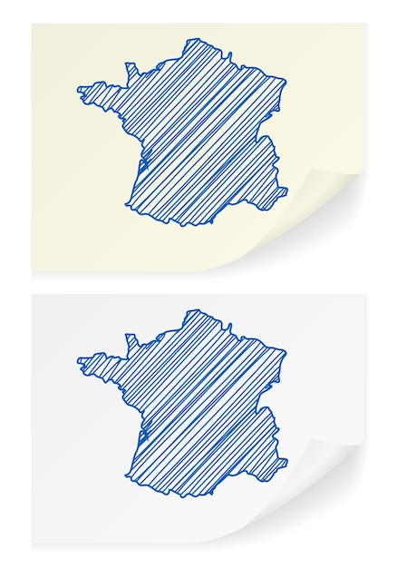 Scribble-karte von frankreich