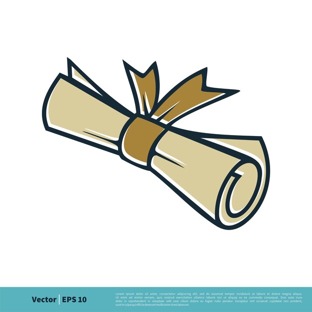 Scroll Papier Zertifikat Symbol Vektor Logo Vorlage Illustration Design Vektor EPS 10