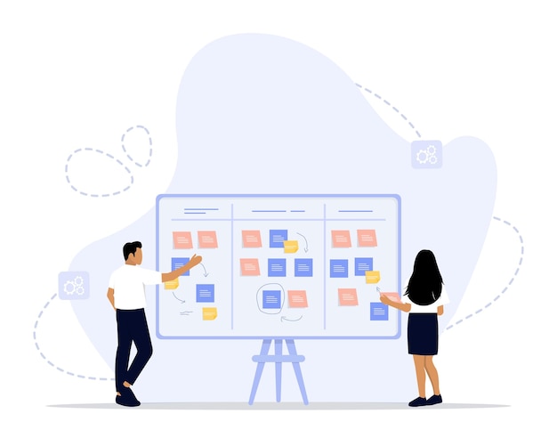 Scrum Board Konzept Illustration