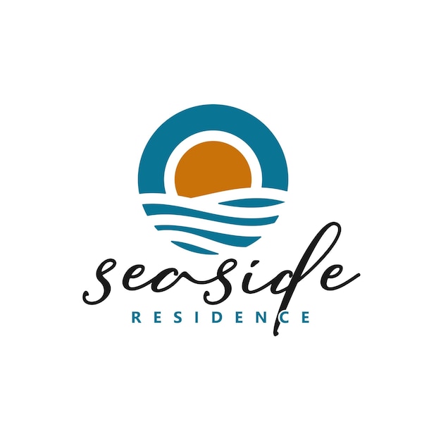 Sea side sun wellen residenz symbol logo design