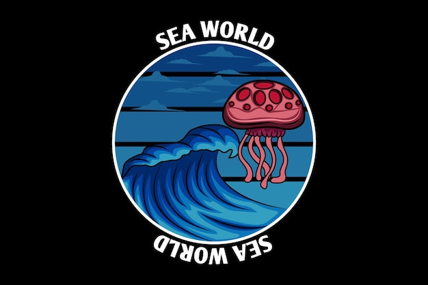 Vektor sea world retro-design-landschaft