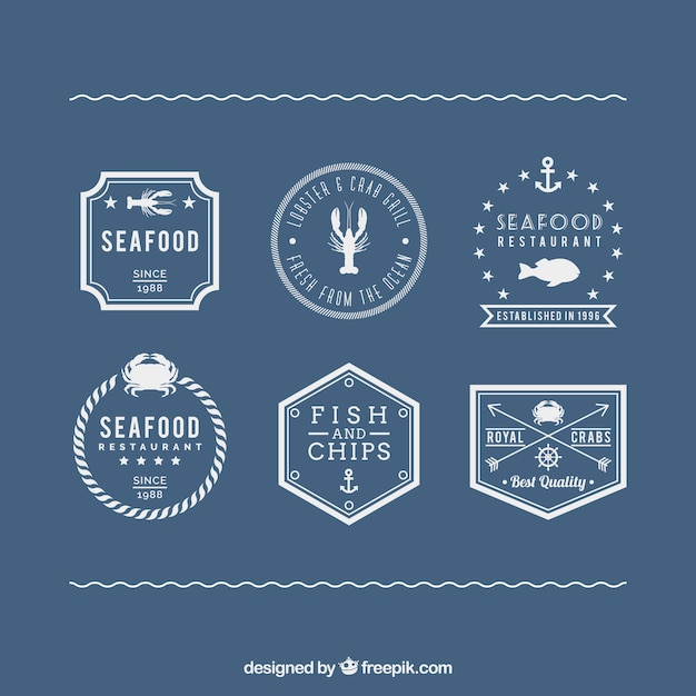 Seafood-etiketten im retro-stil