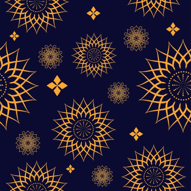 Seamless, Mandala, Muster, Hintergrund, In, Orange, Und, Blau, Color