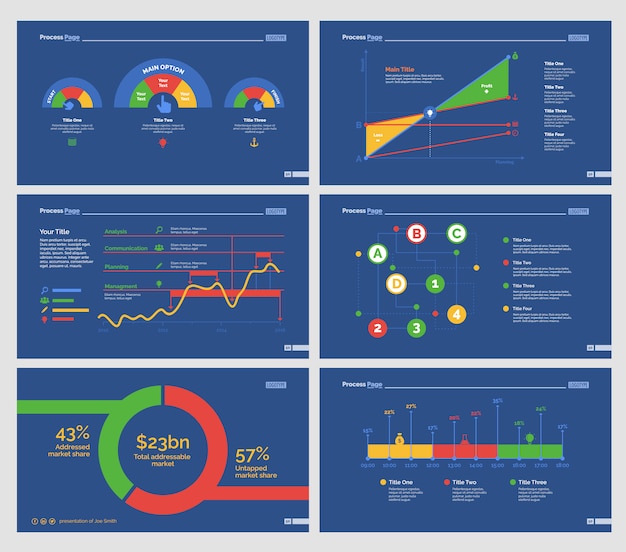 Sechs analytics charts folienvorlagen set