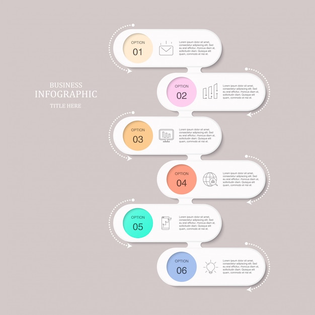 Sechs element infografik und symbole für business-konzept.