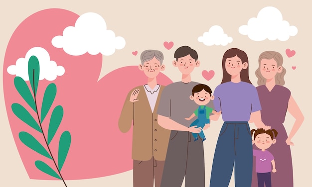Sechs koreanische Familienmitglieder