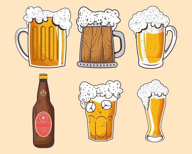 Sechs oktoberfest feier set bier