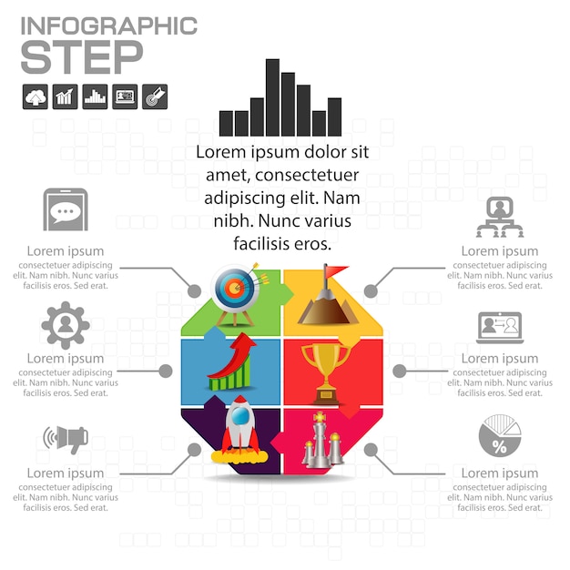 Sechs schritte diagrammvorlage