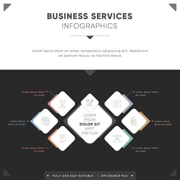 Sechs schritte professionelles und modernes infografik-element