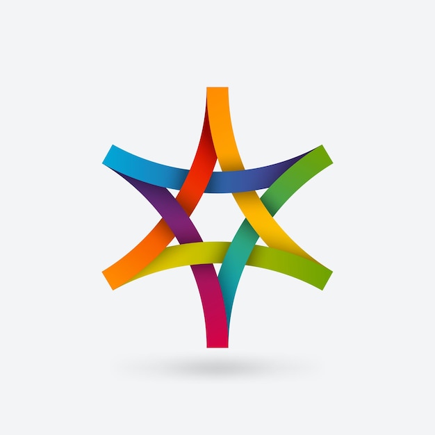 Sechszeiliges geometrisches Sternsymbol in Regenbogenfarben