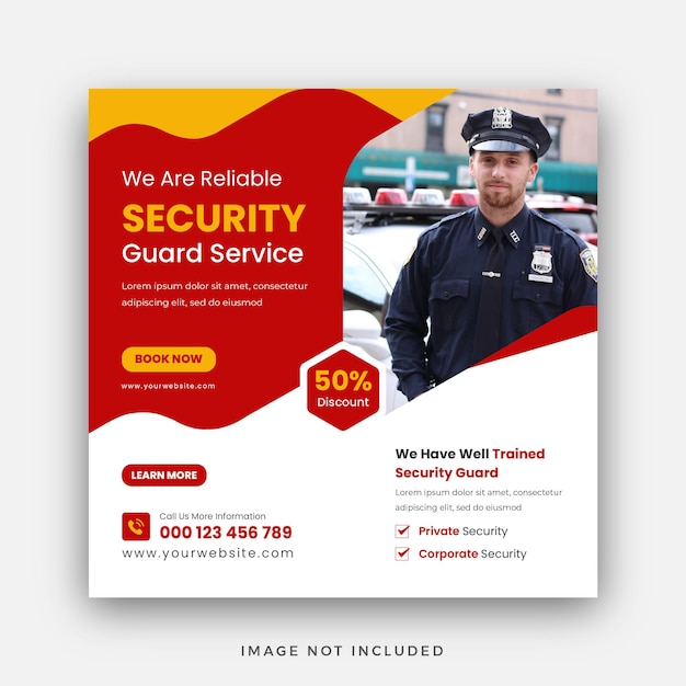 Security Guard Services Social Media Post oder Instagram Square Flyer Template Design