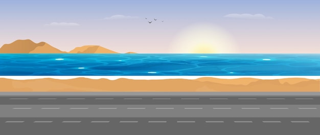 Seeblick. Szene der Straße zum Meer.