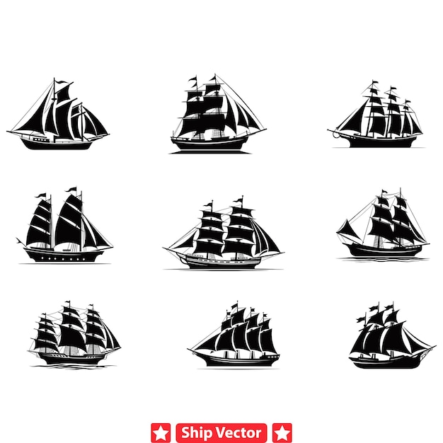 Seefahrerlegenden legendarische schiffssilhouetten, die die maritime geschichte und erforschung feiern