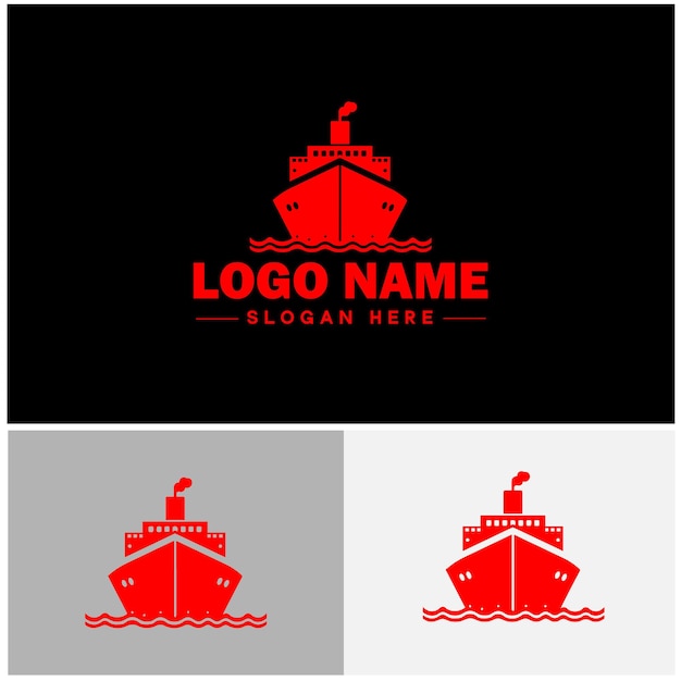 Seeschiff versand fracht kreuzfahrt ozean schiff boot logo ikonen vektor für geschäfts-app silhouette logo vorlage