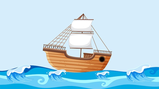 Segelboot auf offenen Meereswellen