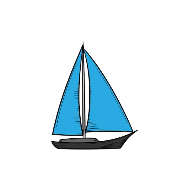 Segelboot handgezeichnete Illustration Icon Design isoliert