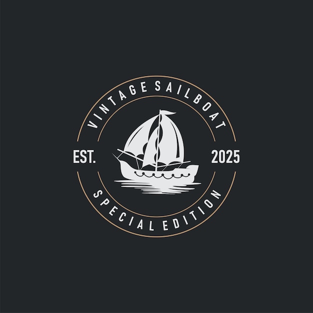 Segelboot-Logo-Design Fischereiboot-Illustration Fischereibootsgesellschaft Marke Vektor-Ikonen Bootshop-Design Fish Shop Transport