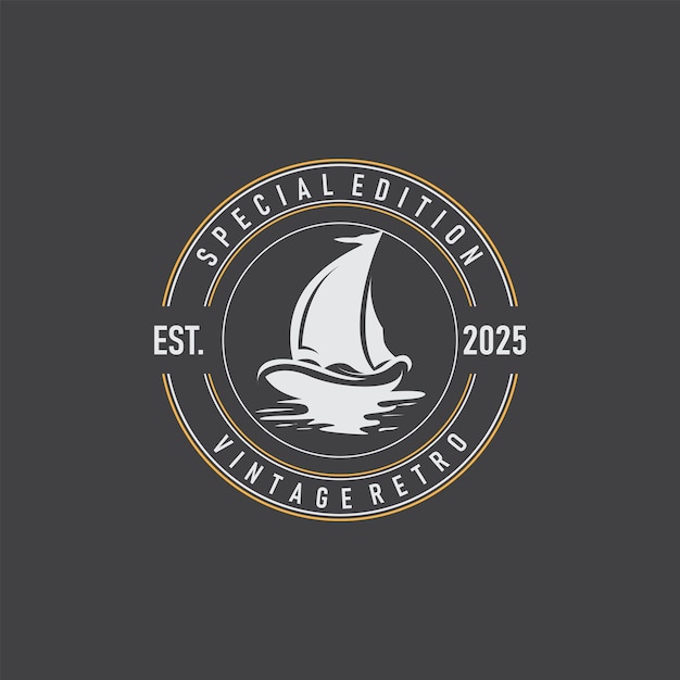 Segelboot-Logo-Design Fischereiboot-Illustration Fischereibootsgesellschaft Marke Vektor-Ikonen Bootshop-Design Fish Shop Transport