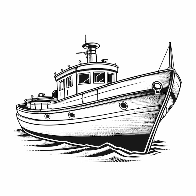 Vektor segelboot-malseite, schwarz-weiß-vektorillustration