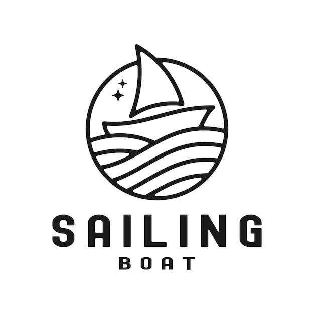 Vektor segelboot-monoline-logo-design, eine minimalistische und elegante darstellung des nautischen abenteuers