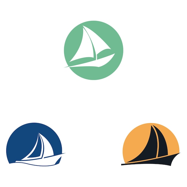 Segelboot- oder segelboot-logo mit wellen von wellen verwenden der logo-icon-design-konzept-vektor-illustrationsvorlage