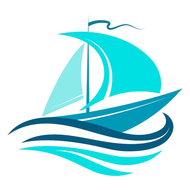 Segelschiff auf blauen Wellen-Design für nautische Reisen