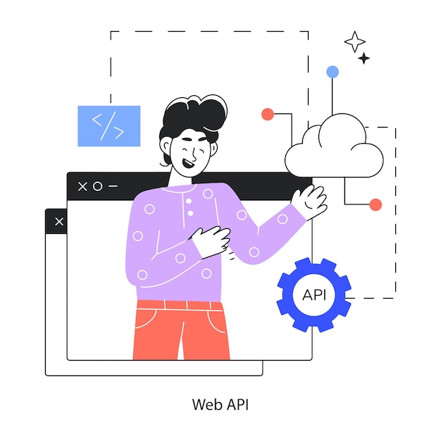 Sehen Sie sich die lineare Mini-Illustration einer Web-API an