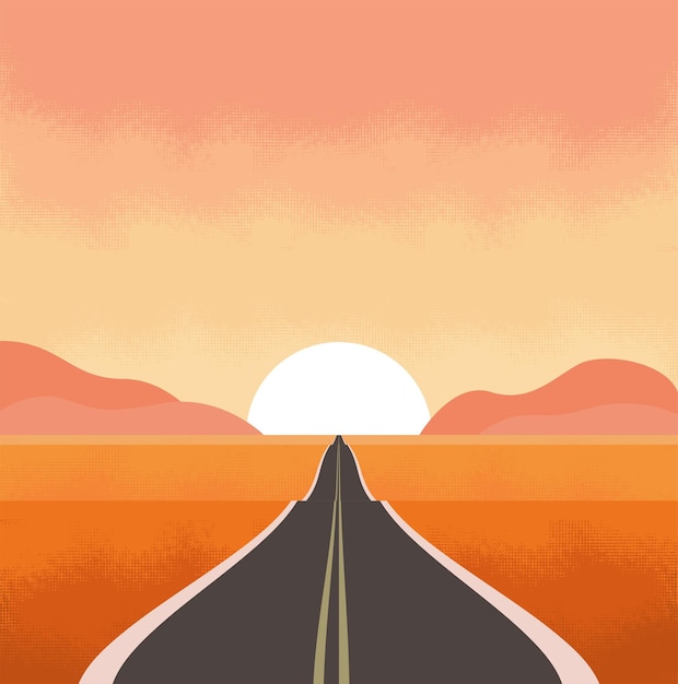 Vektor sehenswürdigkeiten mit minimal art style vector illustration flache illustration des sonnenuntergangs