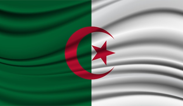 Seide wehende Flagge Algeriens Seidensatin Textur Hintergrund