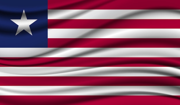 Seide wehende Flagge von Liberia Seidensatin Textur Hintergrund