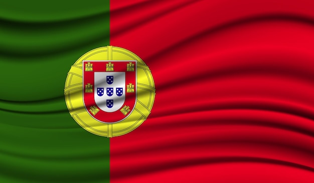 Seide wehende Flagge von Portugal Seidensatin Textur Hintergrund