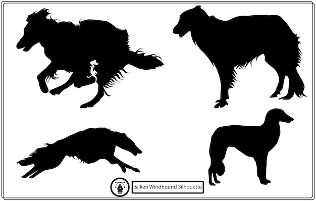 Seidenwindhund-vektor-silhouette-set