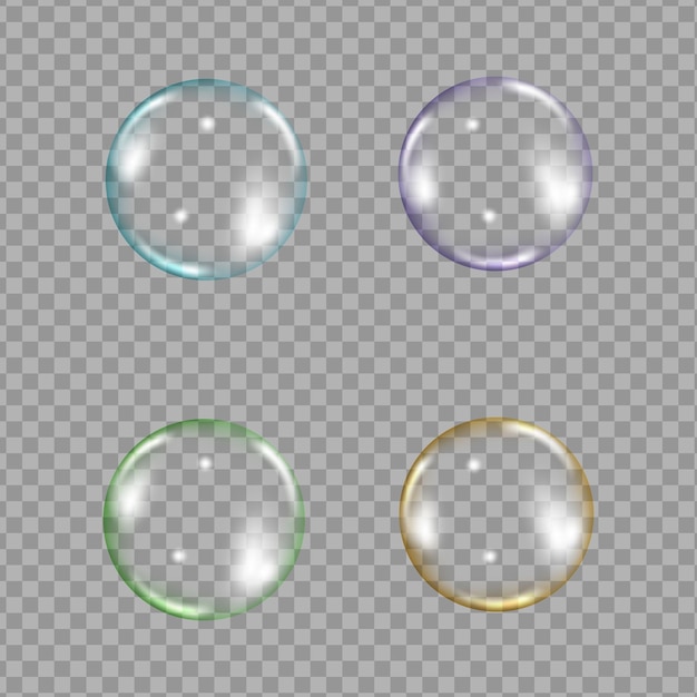 Vektor seifenblasen auf transparentem hintergrund