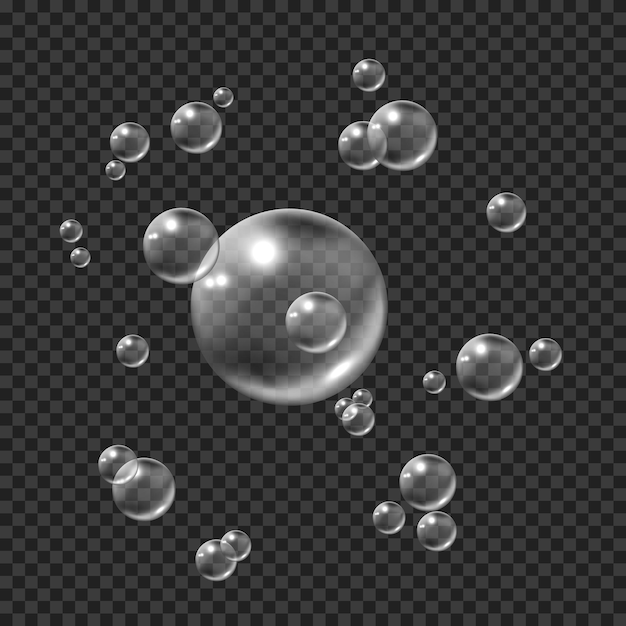 Seifenblasen isoliert auf transparentem hintergrund. kreisen sie wasserblasen ein. illustration