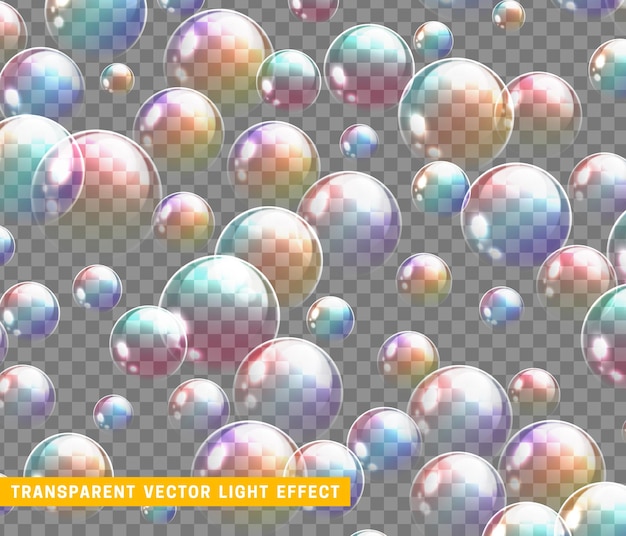 Seifenblasen realistisch isoliert mit transparentem hintergrund. vektor-illustration