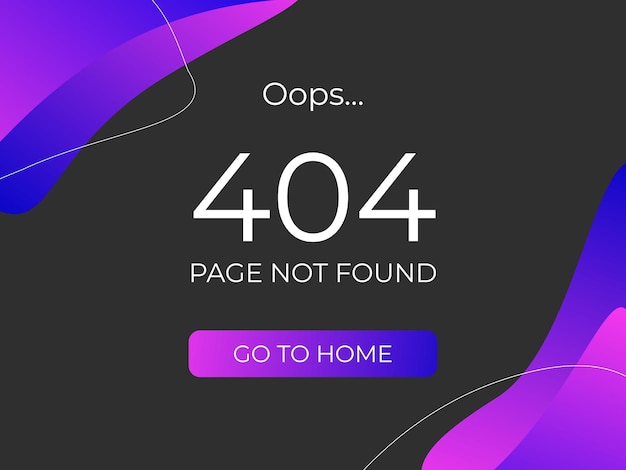 Vektor seite 404 fehler die website-seite eine ressource mit dunklem hintergrund und heller abstraktion