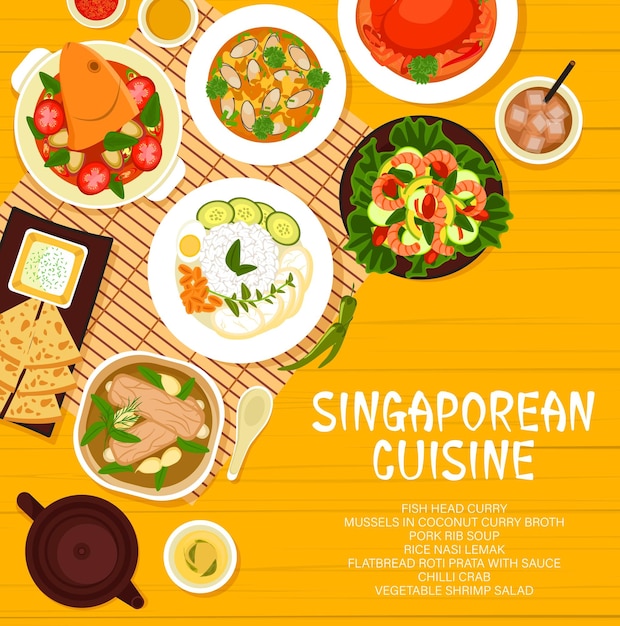 Seite der speisekarte des restaurants mit singapurischer küche