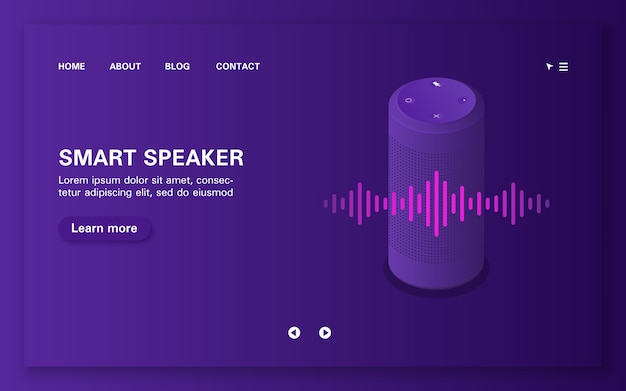 Seite des intelligenten sprachassistenten mit schallwelle laden.